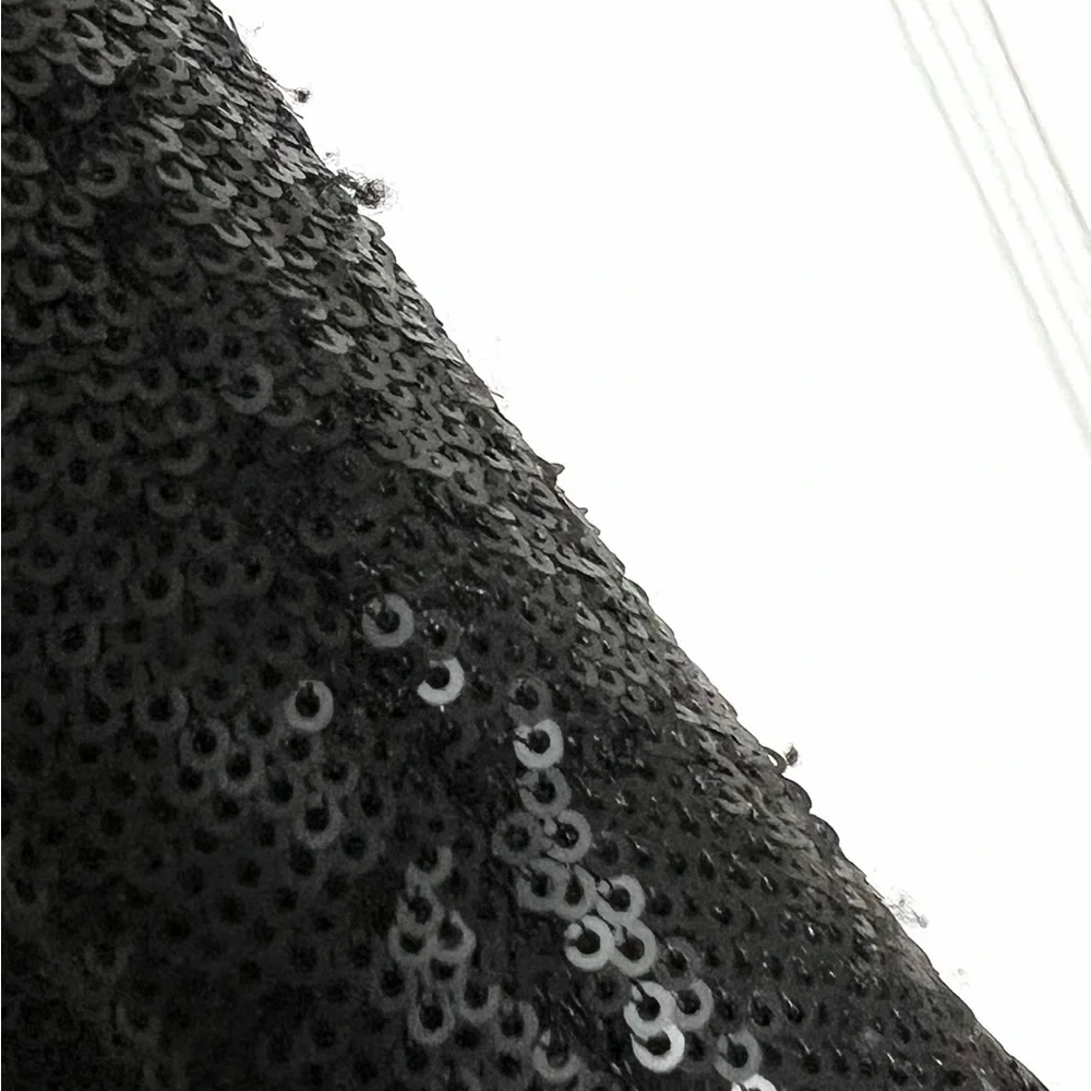 C/MEO Sequin Ruffle Halter‎ Square Neck Sleeveless Fit & Flare Slit Midi Dress S